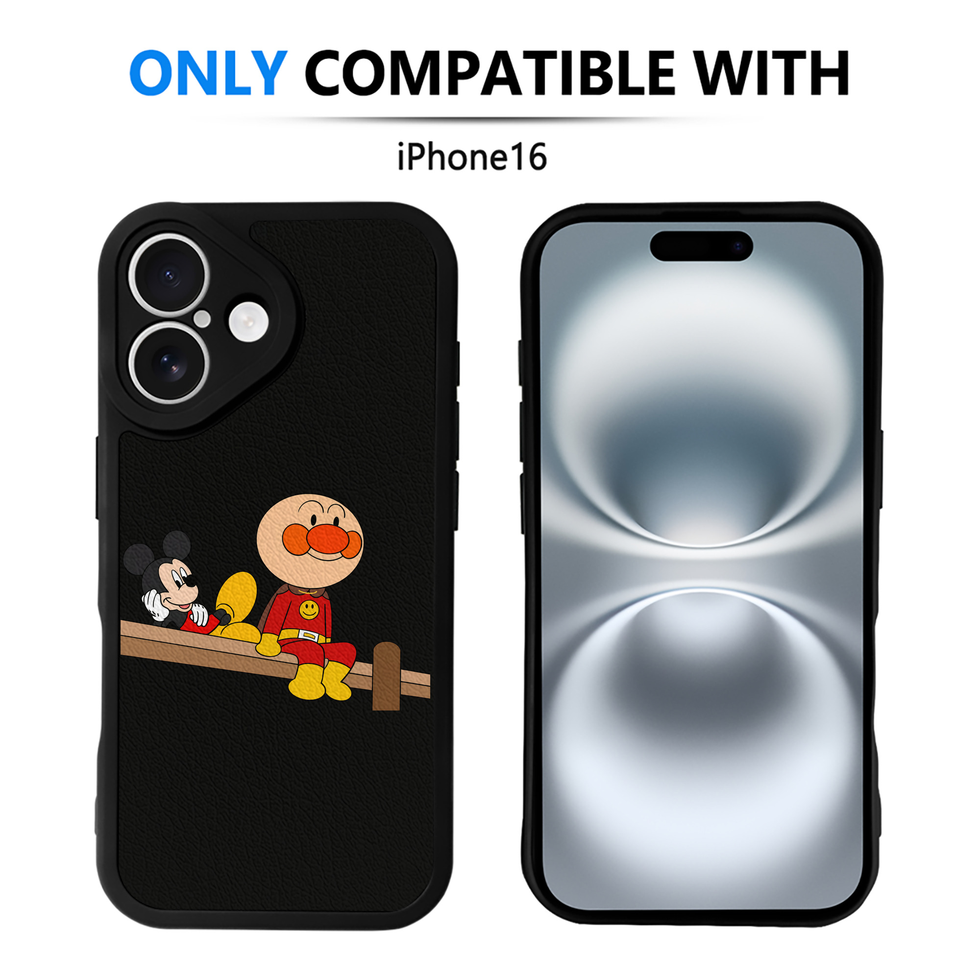 （画像用） アンパンマン Anpanman 【iPhone 16シリーズ対応】シリコンスマホケース（レザー調） 材質：シリコン